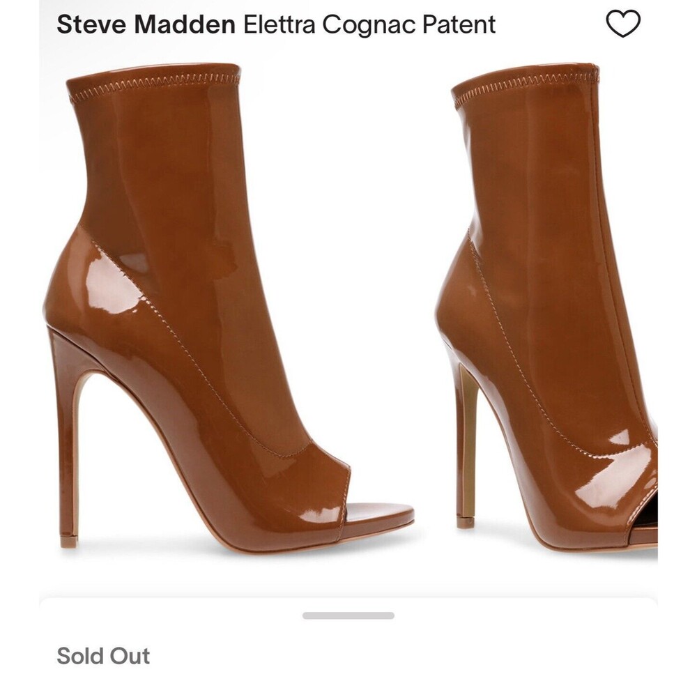 Steve Madden Elettra Cognac Patent Leather Heel size 8.5 Brand New